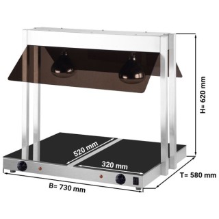Plaque chauffante avec surface en verre-céramique – 1,07 kW – avec 2 lampes chauffantes infrarouges