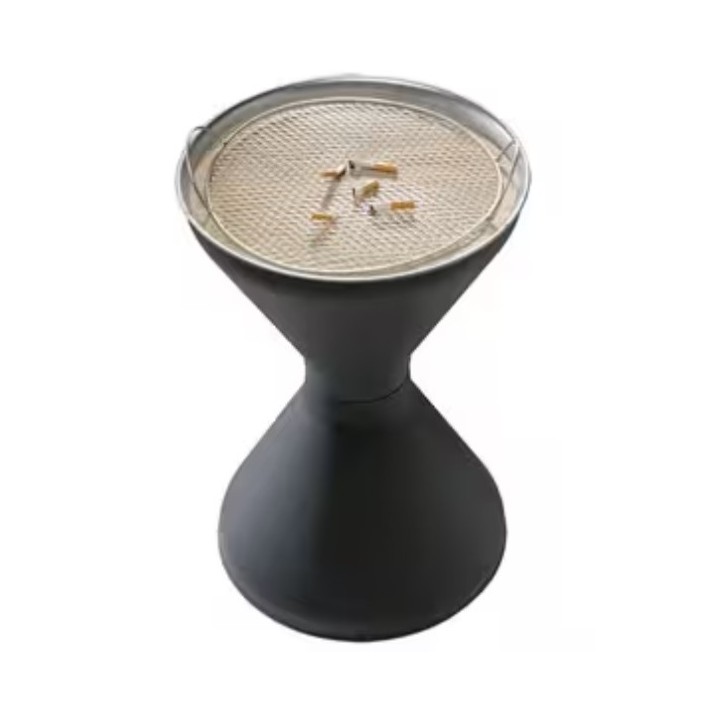 Cendrier sur pied sablier, noir mat