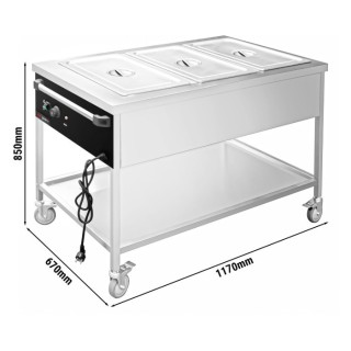 Chariot bain-marie thermique - 3x GN 1/1