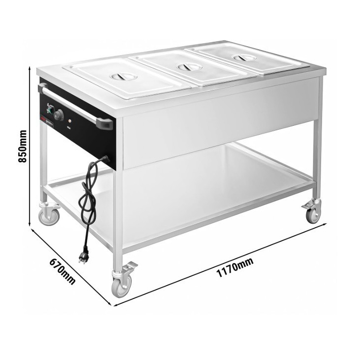 Chariot bain-marie thermique - 3x GN 1/1
