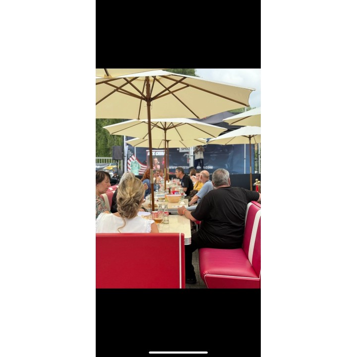 Parasol rond Bolero écru 3m + pieds marbre